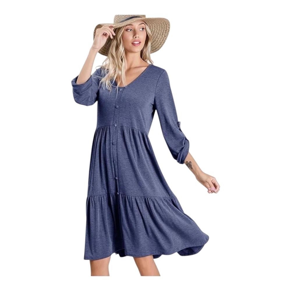 Dokotoo  Chic Navy Long Sleeve Dress NWT Size Large